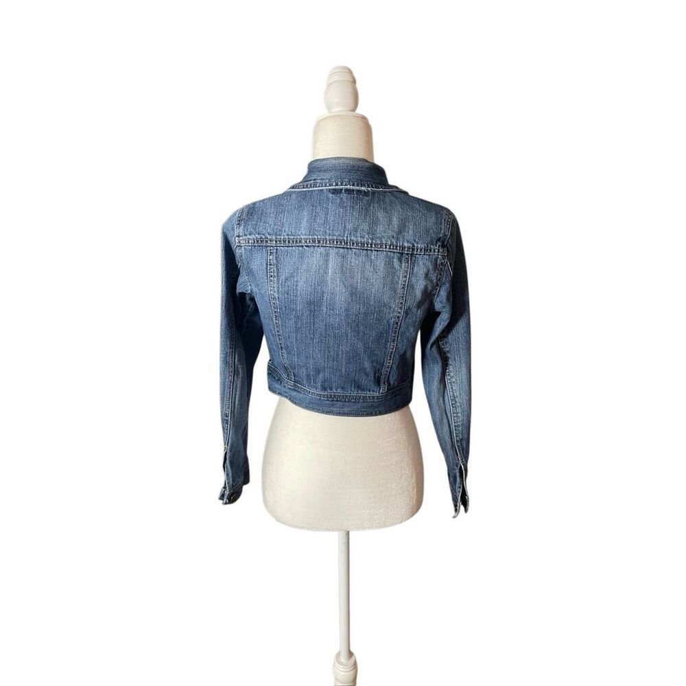 Y2K Decree Cropped Distressed Denim Jacket – Size M - Picture 2 of 6